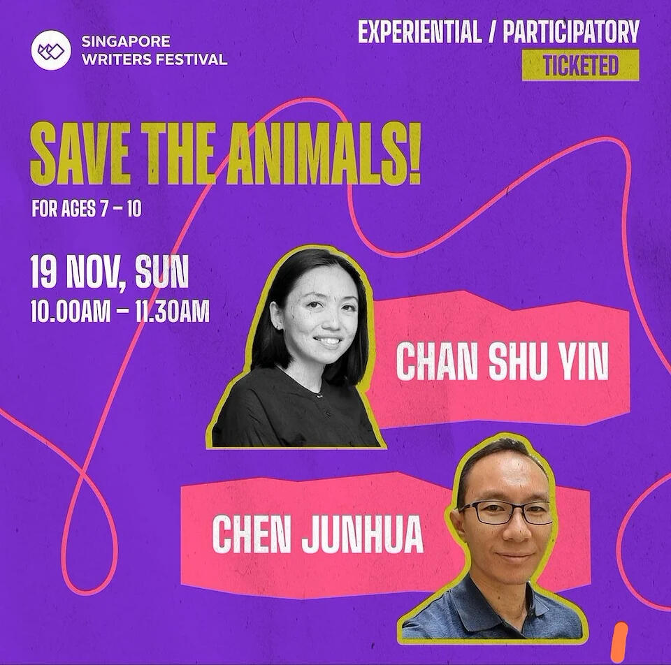 'Save the Animals' art & storytelling workshop for children, Singapore Writers Festival 2023